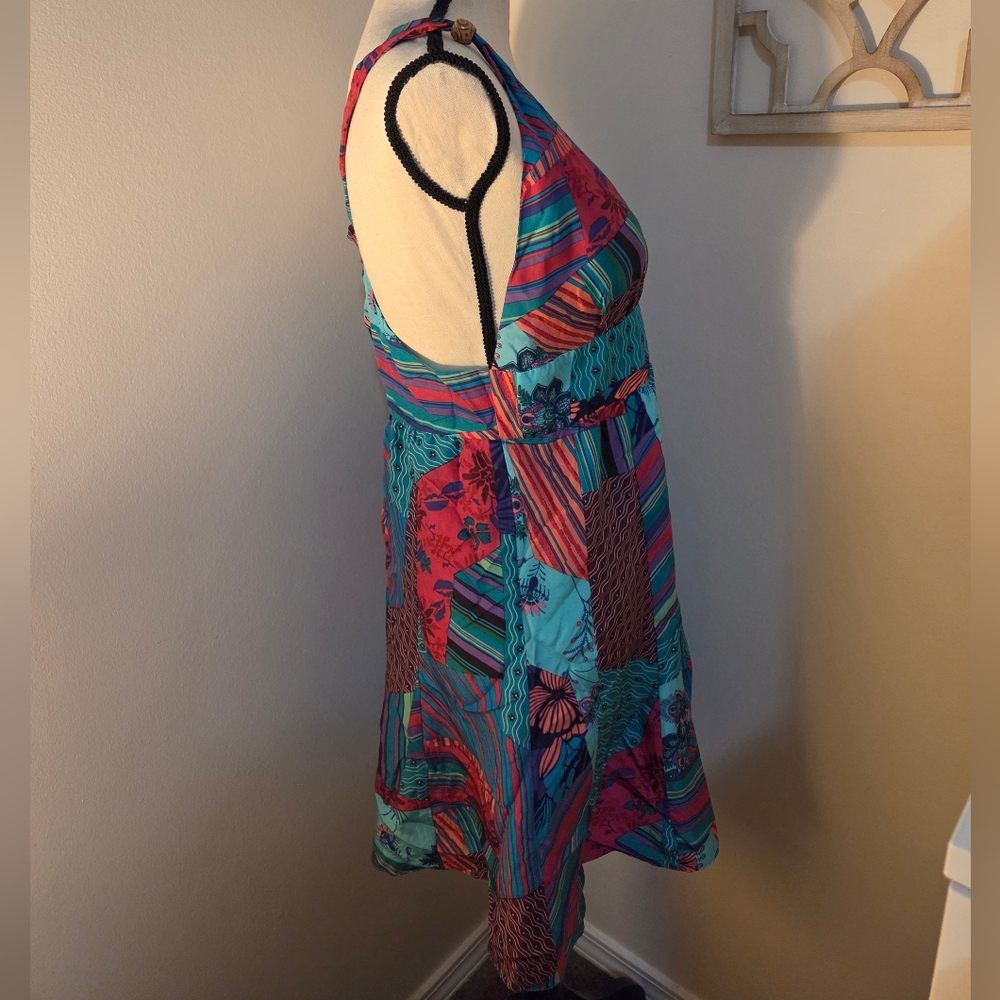 Guess Silk Patchwork Bright Multi Color Dress - image 2